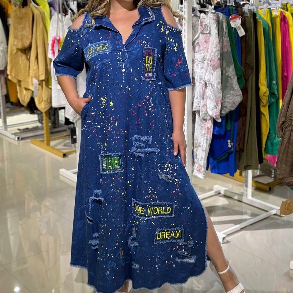 NWT M’ De Pompadour Colorful Oversized Dress. Cotton Abstract Artistry Details